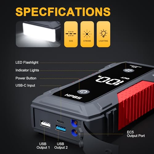 H50 Jump Starter - 5000A Jump Starter Battery Pack for Up to 10.0L Gas and 8.0L Diesel Engines, 12V Portable Car Battery Jump Starter Box with 3.0" LCD Display - Image 7
