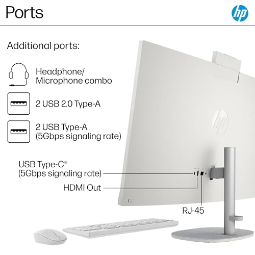 Image of HP All-in-One 27 inch Touchscreen Desktop Computer - Windows 11 Pro, 27 inch FHD IPS LED Touch Display, Intel 12-Core Ultra 7-155U, Adjustable Height, WiFi 6, HD Webcam, 64 GB DDR5 RAM | 4 TB SSD