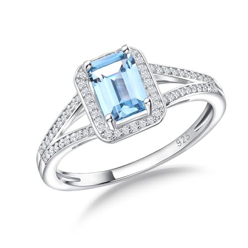 925 Sterling Silver Emerald Cut Engagement Ring Created Gemstome ...