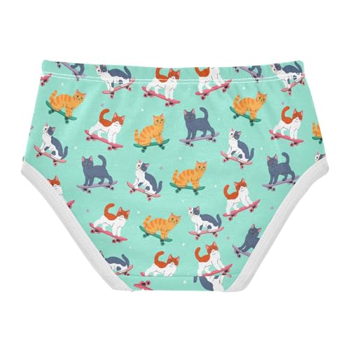 Girls' Underwear Skateboard Cat Cotton Stretch Comfort Toddler Panties2
