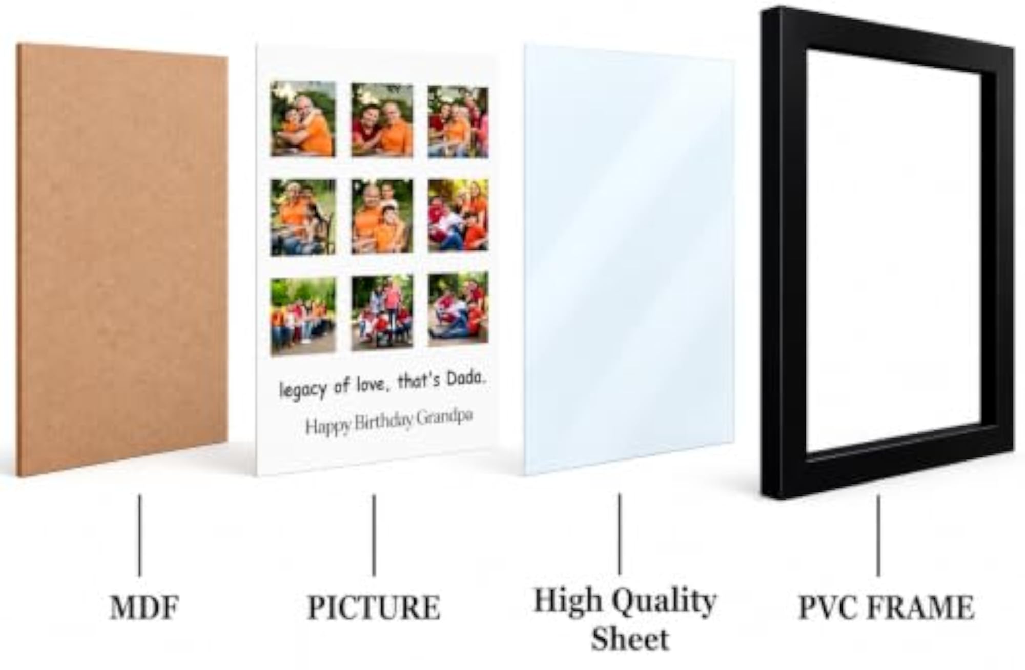 Photo Frame 8x12 inch (A4 Size) with OHP Sheet, Black Wall Hanging Frame