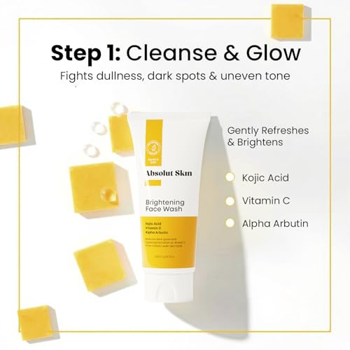 Absolut Skin AbsolutSkin Balance Bundle – 4-Step Skincare Routine for Radiant, Even Skin – Includes Face Wash, Exfoliator Gel, Radiance Serum & SPF50 Sunscreen – Brightening Essentials Kit