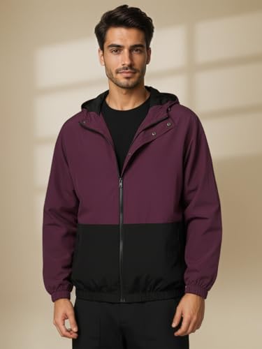 Image of CHKOKKO Sunscreen Jacket for Men Windcheater Hooded Zipper Sports Jacket | UV Protection | Sun Protective | Lightweight Water Resistant | Riding Biker | Outdoor Travel Gym Running