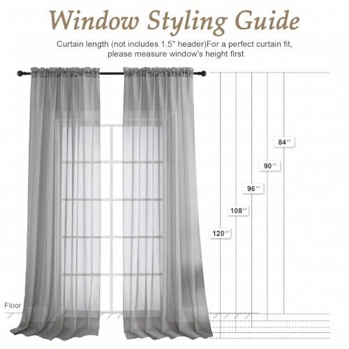 Image of OVZME Charcoal Grey Bedroom Curtains 2 Panel Sets 90 Inch Length, 59 Inch Extra Wide Light Filtering Light Weight Soft Window Treatment Panels for Study Room Living Room Guest Room, 59Wx90L Inches