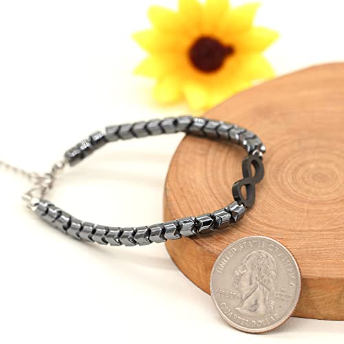 Adjustable Gear-Shaped Black Hematite Bracelet Infinity Love Bangle Bracelets For Men And Women Couples Y2108 (Black Infinity) #TOP5