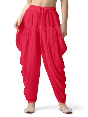 Image of Mehrang Loose Fit Rayon Dhoti Pant for Women Patiala Slawar Bottom Wear Harem Pants, Waist Free Size (26 Inch to 38 Inch)