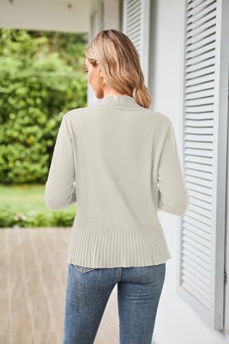Image of GRACE KARIN Women's Lightweight Peplum Cardigan Sweaters Open Front Cropped Cardigan Long Sleeve Trendy Summer Knit Tops