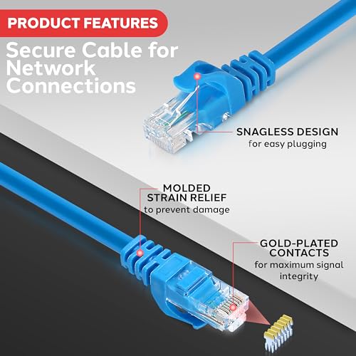 Cable de red Pyle RJ45 CAT6 UTP 10 pies azul miniatura 5