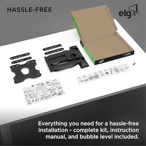 Image of ELG Full Motion TV Wall Mount for TVs 26'' to 75'', Holds up to 83.8 lbs, Articulating Arms, Swivel, Tilt, Extension, Max VESA 400x400mm, A02V4N, Steel, Black