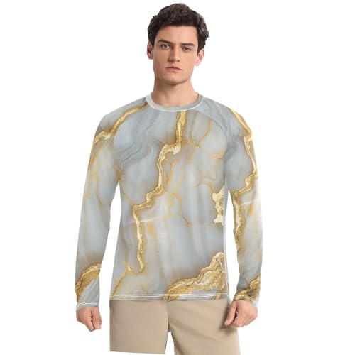 Marble White Gold Shirts Summer UPF 50+ Slim fit Long Sleeve UV Sun Protection Hiking