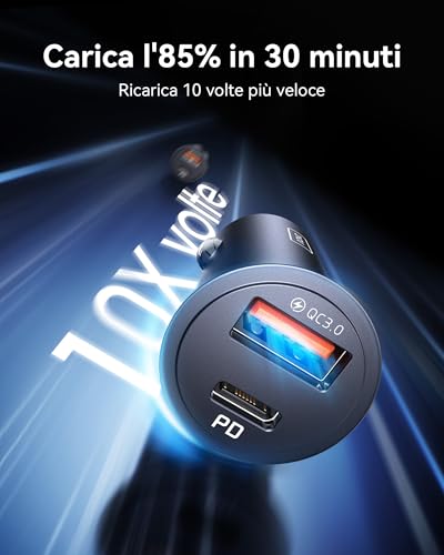 INIU Carica Batteria per Auto, 60W Total Presa Accendisigari USB C PD&QC 3.0 Fast Charge Caricabatterie con [1m] 100W Cavo USB C, Caricatore Auto Compatibile con iPhone 16 15 Pro Max iPad Samsung S25 - Immagine 2