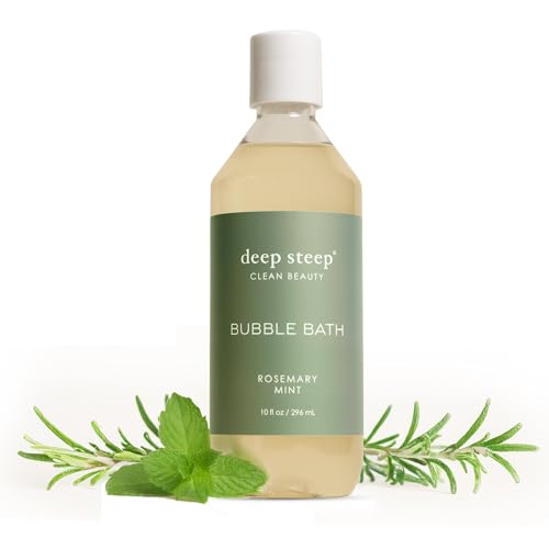 Deep Steep Bubble Bath, Rosemary Mint, 10 oz – Soothing Soak with Shea Butter, Argan Oil, Aloe Vera & Coconut Oil – Vegan, Sulfate-Free, PH-Balanced Clean Beauty