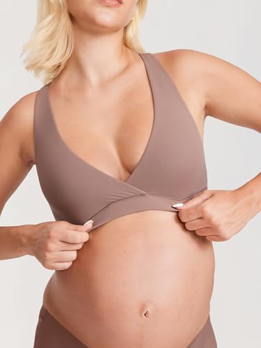 Image of MOMANDA Crossover Nursing Bras for Breastfeeding | Racerback maternity sleep bralettes, Wireless, Comfy, For women