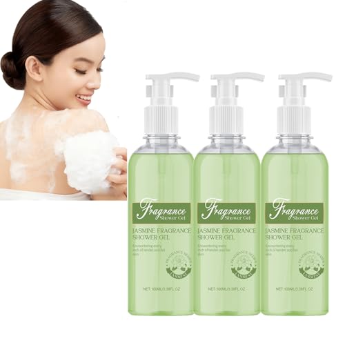 Detergente corporal hidratante profundo para mujer, gel de ducha con aroma a jazmín, fórmula antibacteriana e hidratante con espuma, calma la piel seca, con extracto de jazmín (3 unidades)
