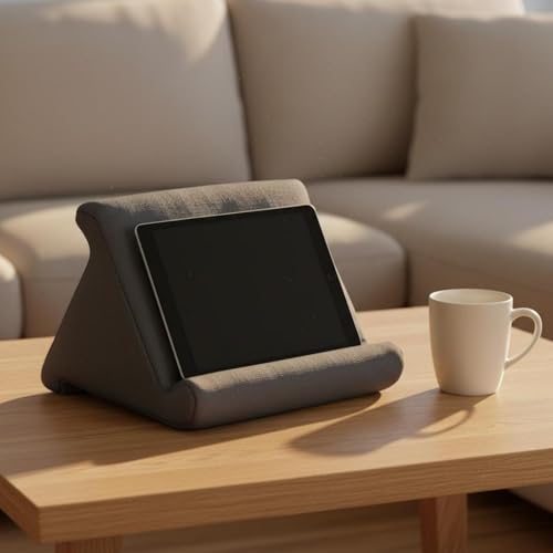 Image of Stand Pillow Wedge-Shaped Resting Wedge Hands Mobile Accessory for Reading, Viewing Dark Gray 3-Sided