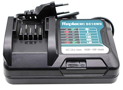 Golem-power - Cargador para batería Makita DC10SB DC10WC BL1015 BL1016 BL1021B BL1041B (10,8 V, 12 V, DC10WD, con pantalla LED)