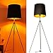 BarcelonaLED Lampadaire Trépied en métal Design moderne nordique rétro Hauteur réglable Noir Doré Vintage Avec culot E27 Interrupteur Pour salle à manger, salon, chambre et studio