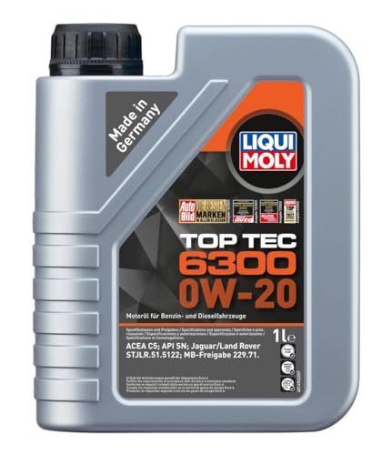 LIQUIMOLY(リキモリ) 4輪車用エンジンオイル トップテック6300 0W20 1L MB/JUGUAR/LAND ROVER認証 水素化分解合成油 ガソリンディーゼル兼用 21216