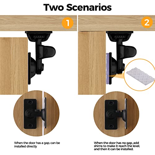 Gemasp Barn Door Latch 1 Pack, 90 Degree Stainless Steel Portable Door Lock, Sliding Door Lock For Bedroom, Pushing Door, Barn, Windows, Storage, Garden, Bathroom, Outdoor, Garage (Black) #TOP3