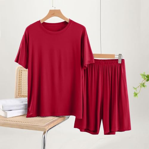 Men's Pajamas Sets 2 Piece Crewneck Short Sleeve T-Shirts and Shorts Pjs Sets Lightweight Thin Breathable Loungewear2