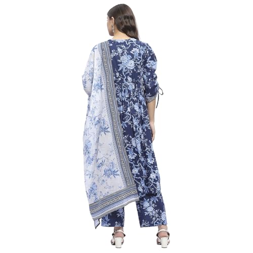 Image of BIBA Women Cotton Gathered Printed Suit Set