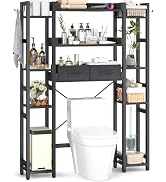 Rustic Brown 7 Tier Toilet Organizer with 2 Drawers & 4 Hooks