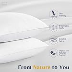 puredown® Goose Feathers and Down White Pillows with 100% Soft Cotton Cover, Bed Sleeping Hotel Collection Pillows Set of 2 Queen Size - Image 2