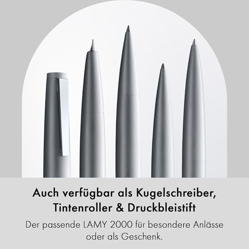 Lamy 2000 Füller in Silber Füllfederhalter mit edlem Edelstahl-Gehäuse