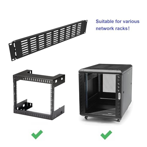 QiaoYoubang 2U Hinged Blank Rack Mount Panel Spacer with Venting for 19 inches Network Cabinet or Server Rack Enclosure (2UVBP) (Pack of 2)