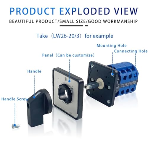 Interruptor de leva LW26-20/7 selector rotativo de 0 a 7 posiciones 20A 1 unidad 3