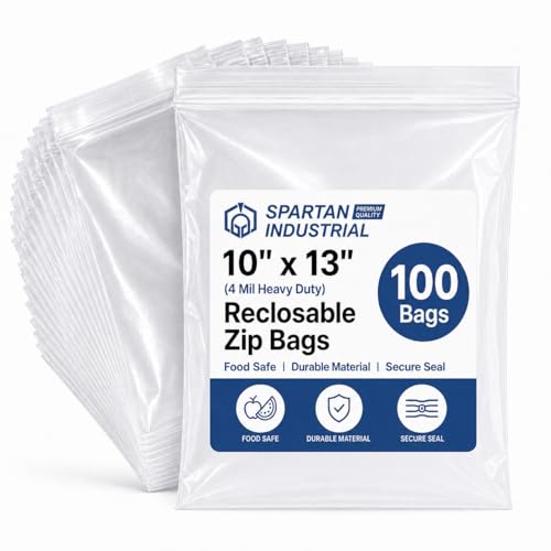10” X 13” (100 Count) 4 Mil Thick Clear Reclosable Zip Plastic Poly Bags