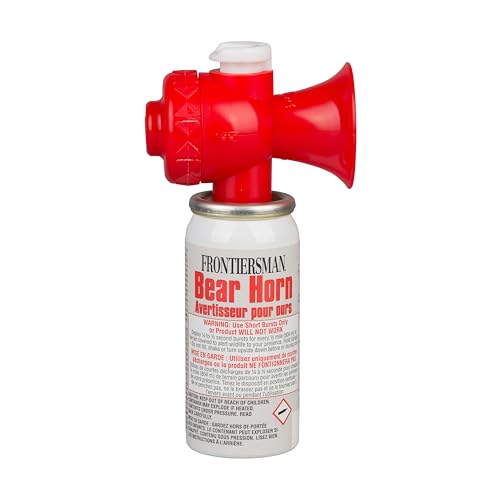 Frontiersman Bear Horn with On/Off Locking Top to Prevent Accidental Deployment, 115dB, Audible up to 0.5 Miles (805 Meters), 60-1/4 Second Bursts