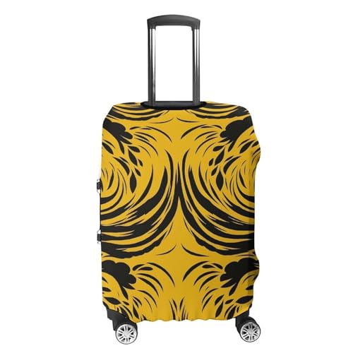 Travel Luggage Cover Elastic Suitcase Protector Anti-Scratch Washable Mustard Yellow And Black Luggage Sleeve Tsa Approved Carry on Covers Baggage Cover Fits 18-32 Inch Luggages4