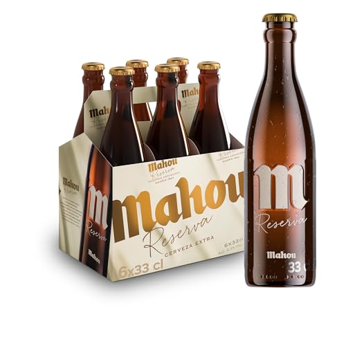 Mahou Reserva Cerveza con un Sabor Único, con Cuerpo y un Toque de Intensidad, Pack 6 Botellas 33 cl, 6.3% Vol Alcohol