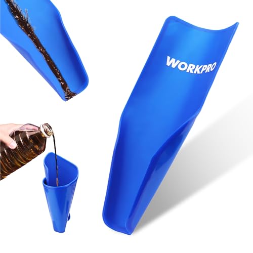 WORKPRO Flexible Oil Funnel for Automotive Use Foldable Oil Drain Tool for Quick and Clean Oil Changes Featuring a Thicker Silica Gel for Durability and Maintains Shape-Blue