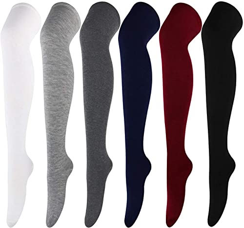 Yigoo Knee Socks Overknee Stockings Women's Long 6 Pairs Striped Socks Thigh High Socks, H0408-1, One size