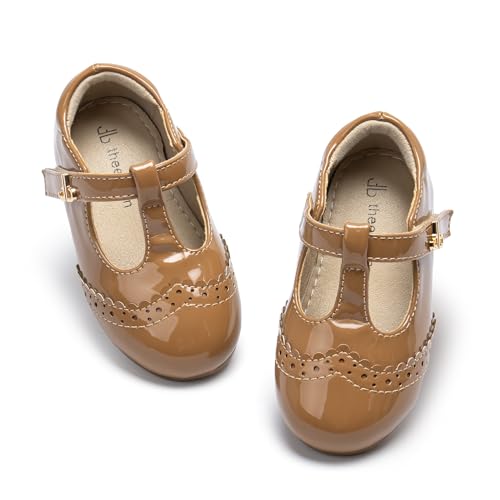 THEE BRON Mary Jane Shoes for Girls T-Strap Toddler Flats Patent Leather with Crafted Legacy