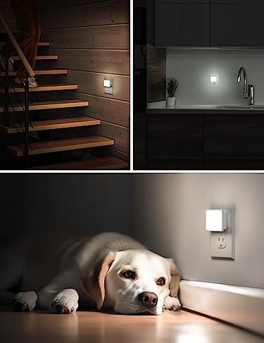 Image of L LOHAS LED Night Lights Plug into Wall 2-Pack, 0.3W Plug in Night Light, Dusk to Dawn, 5000K Daylight White Bright Nightlight Auto-On /Off for Adults Kids Room Bedroom Bathroom Hallway Kitchen Non-Dim