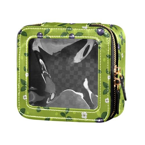 Graziosa borsa da viaggio trasparente con frutta di mirtillo verde carino borse da per articoli da toeletta custodia cosmetica da per donne Frutta Mirtillo Carino Verde 1 size