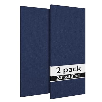 Olanglab Acoustic Panels 2 Pack, 48''x24'' Large Sound Panels, Fabric Wrapped Sound Proof Foam Panels for Walls, Sound Absorbing Panels for Recording Studio Acoustical Treatments (Navy)