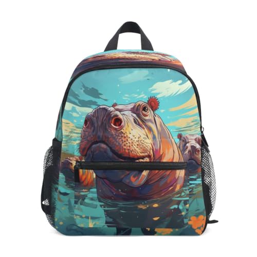 Sac à dos hippopotame coloré pour maternelle et école
