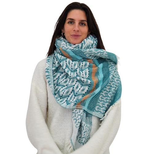 blanketino Luxuenza Premium Baumwollschal – Weiches gewebtes Tuch aus 100% türkischer Baumwolle, Boho Muster mit Fransen, Damen & Herren Schal – 90×178 cm (mehrere...