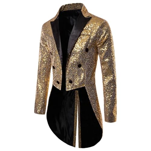 Men Long Shiny Tuxedo Suit Blazers Jackets Sequins Party Dance Bling Coats Wedding Gentleman Stage Suits2