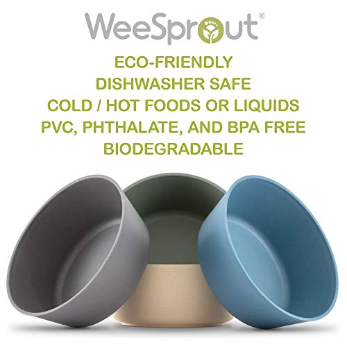 Weesprout Bamboo Kids Bowls, Set Of Four 10 Oz Kid-Sized Bamboo Bowls, Dishwasher Safe Kid Bowls (Blue, Green, Gray, & Beige) #TOP1