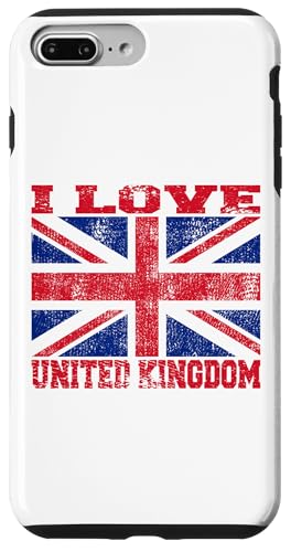 I Love UK - �O�����W �p������ ���b�h�A�z���C�g�A�u���[ �m�x���e�B �X�}�z�P�[�X iPhone 7 Plus/8 Plus �p