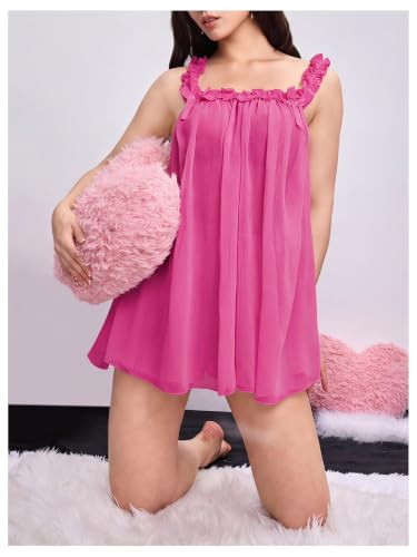 Image of MakeMeChic Women's 2 Piece Sexy Lingerie Dress Set Bow Babydoll Nightgown