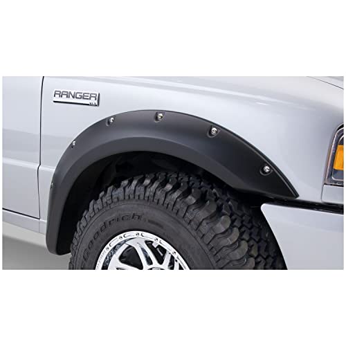 Bushwacker Pocket/Rivet Style Front Fender Flares | 2-Piece Set, Black, Smooth Finish | 21037-02 | Fits 1993-2011 Ford Ranger (Excludes FX4)
