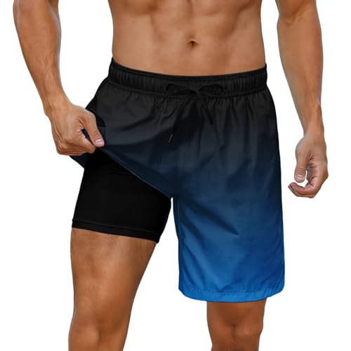 Image of Cozople Mens Swim Trunks 5.5 inch Compression Liner Swim Shorts Boxer Brief Lined Quick Dry Bathing Suit Swimwear