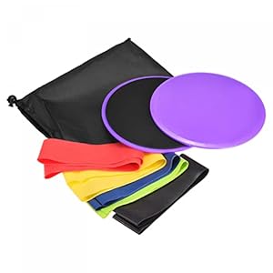 uxcell Exercise Core Sliders, Dual-Sided Glider Discs & Resistance Bands & Cloth Bag for Full Body Workout