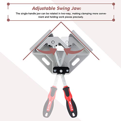 Image of WETOLS Corner Clamp for Woodworking 4PCS 90 Degree Right Angle Clamp with Adjustable Aluminum Alloy Swing Jaw, Single Handle Clamps for Woodworking, Photo Framing, Gifts for Men Dad